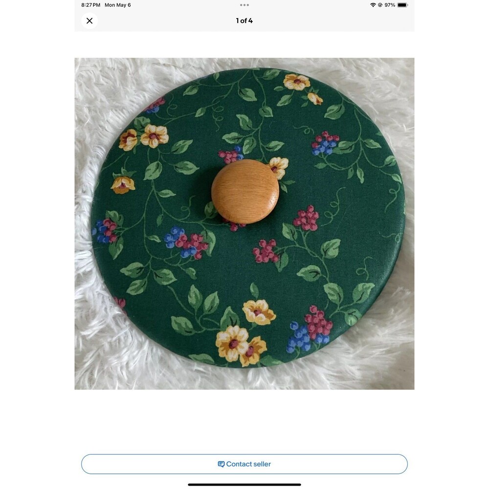 Longaberger Small Fruit Fabric Lid Emerald Vine 8.25” ** LID ONLY Excellent